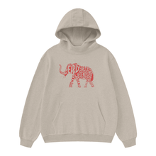 Load image into Gallery viewer, RED ON TAN RARE ELEPHANT HOODIE
